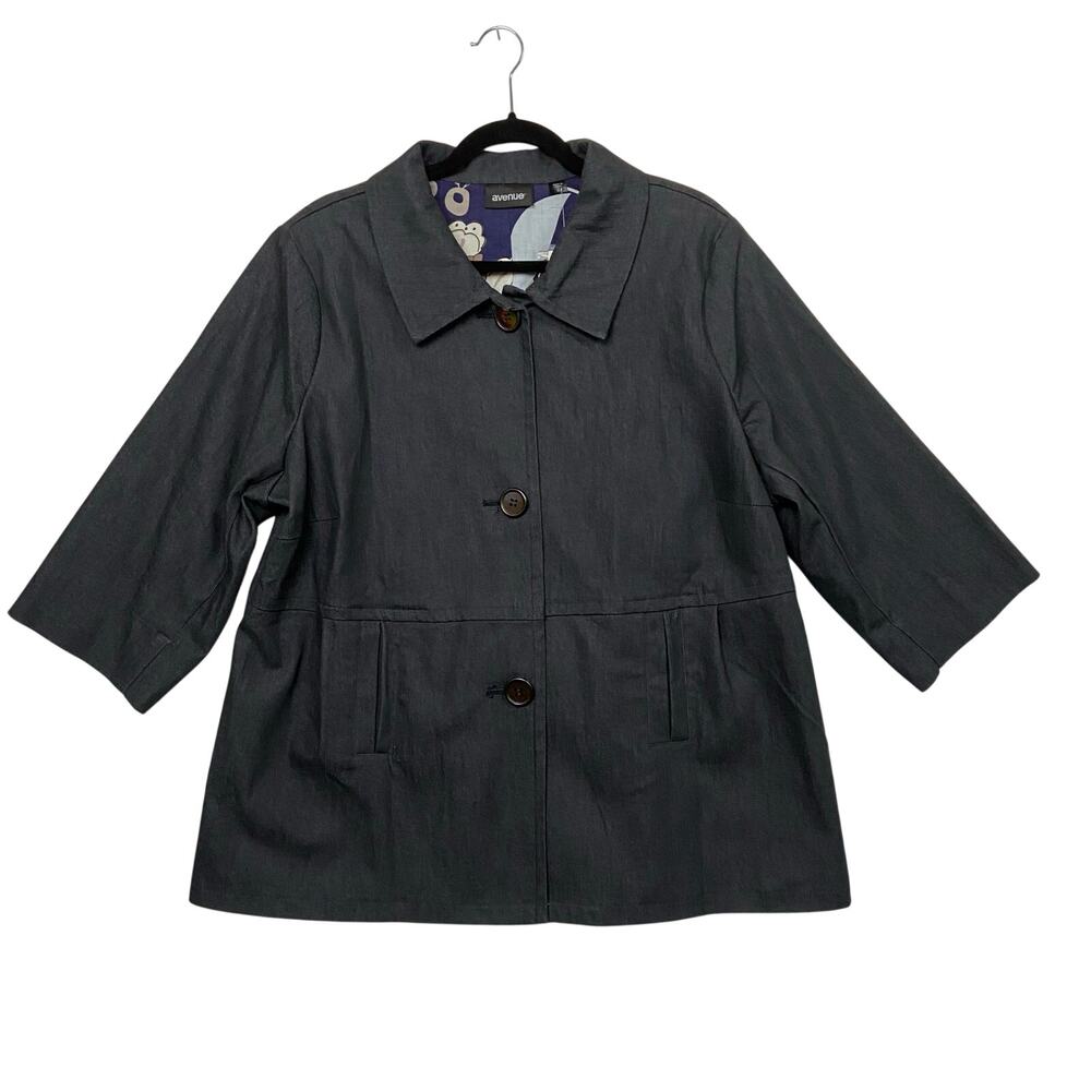 Avenue Women's Blue Cotton Stretch Button Front Jacket Size 20 NEW